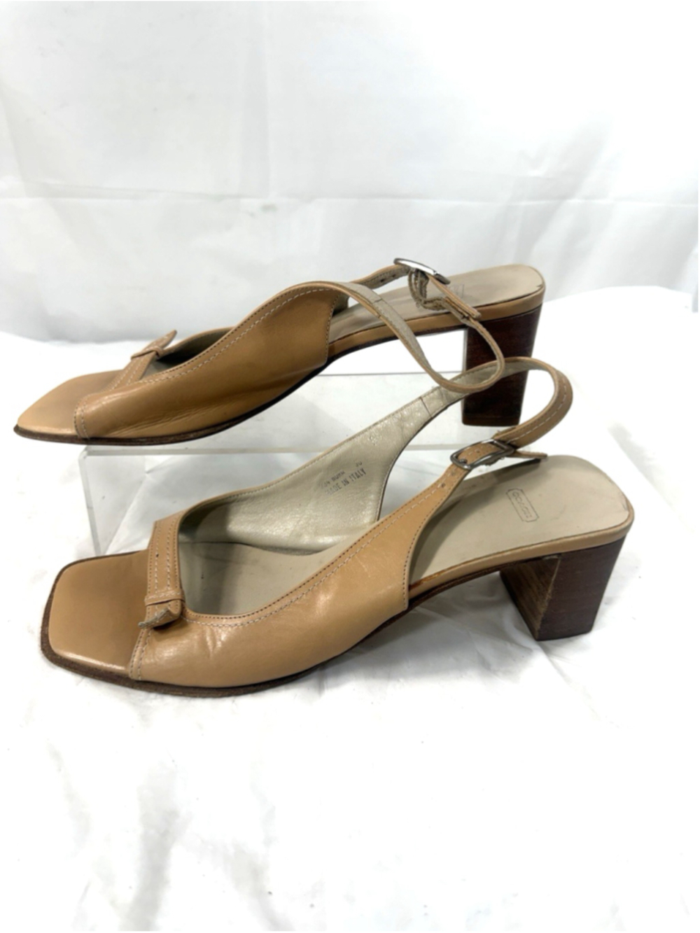 VINTAGE COACH NORA GLOVE LEATHER SLING BACK SANDALS SHOES SIZE 8 B ITALY - Picture 8 of 14